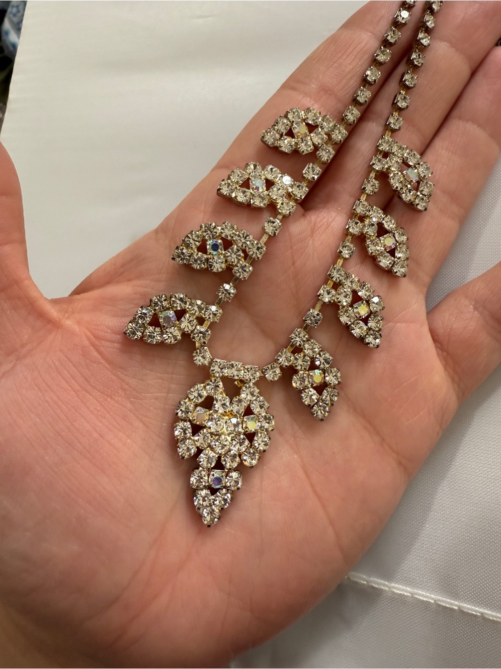 Vintage 50s/60s AB Aurora Borealis Rhinestone Glam Marilyn Monroe Necklace - Picture 2 of 13